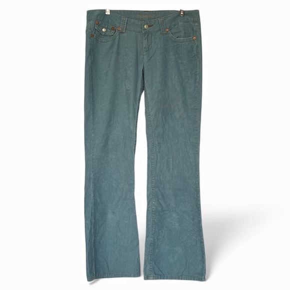 Y2K Bluenotes Pants Blue Corduroy Flare Size 9 Low Rise Grunge Punk Rave - Picture 3 of 9